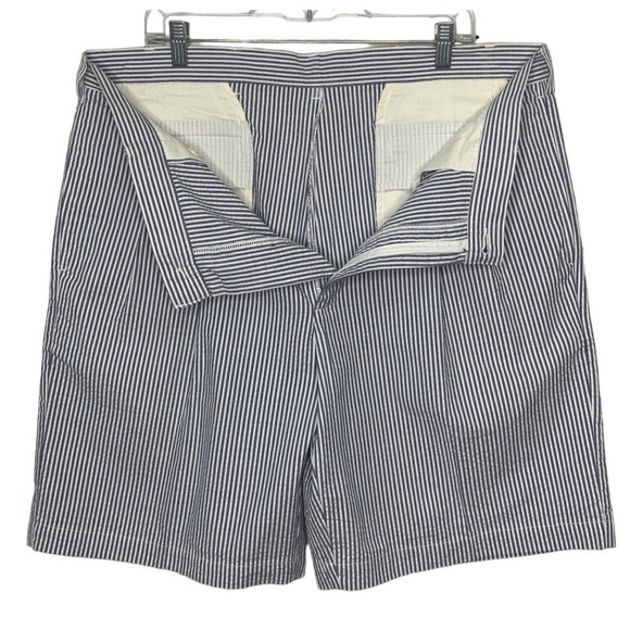 Jos A Bank Seersucker Shorts Mens 40 Pleated Blue White Stripe Summer Comfort - Picture 5 of 9